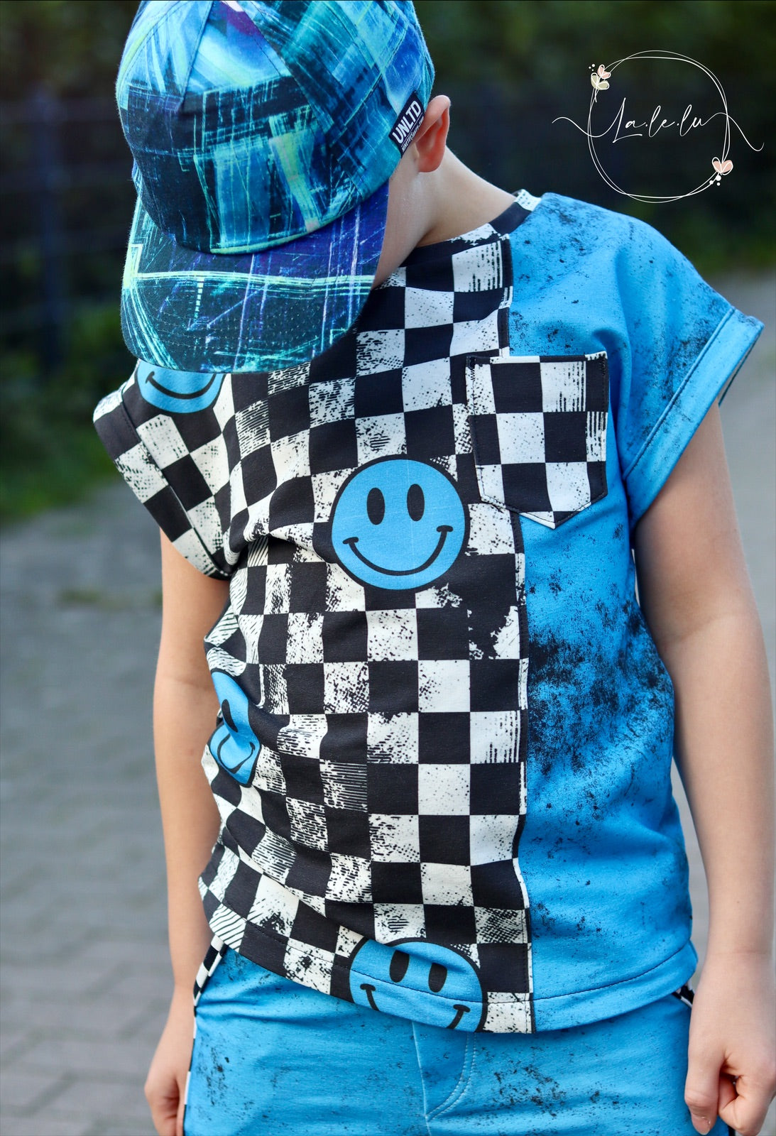 Smiley Schachbrett Blaue Grunge Dauervorbestellung